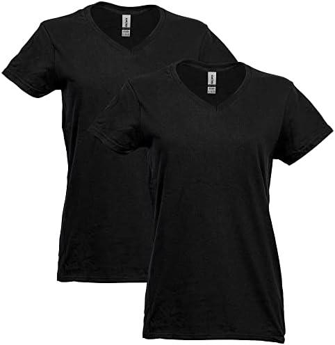 Gildan Women's Heavy Cotton V-Neck T-Shirt, 2-Pack, 3XL