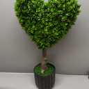 2 Sets 23.62 Inches Artificial Heart Boxwood Topiary Outdoor, Valentine's Day Heart Shaped Topiary Trees, Faux Boxwood Outdoor Valentines Decoration with Planter Pots for Home Porch Decor