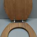 Wood Toilet Seat Round, Wooden Round American Standard Toilet Seat with Durability Metal Chrome Hinges, Natural Wood Veneer Oak Cover