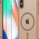 for iPhone X XS Case, Case for iPhone X with Screen Protector, Phone Case for iPhone Xs, Compatible with Magsafe, Magnetic Military Grade Shockproof and Dropproof Xs Phone Case, Gold