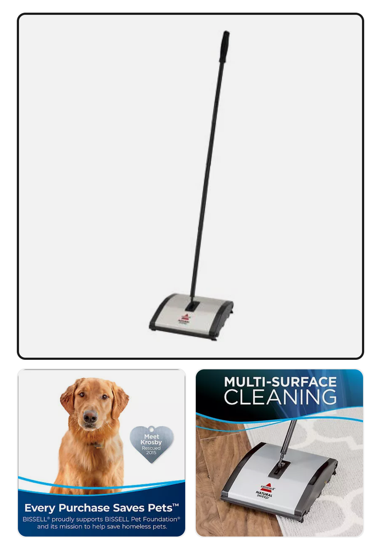 Bissell Natural Sweep Carpet & Floor Manual Light Sweeper Dual Rotating Brushes