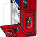 Vokuha Case for Xiaomi Poco X4 NFC Case with Tempered Glass Screen Protector and Slide Camera Cover, 360° Rotate Ring Stand Magnetic Cover for Xiaomi Poco X4 NFC Red