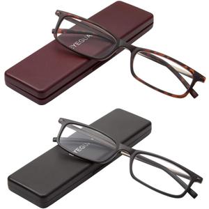 EYEGUARD Reading Glasses with Portable Case Slim Mini Pocket Readers for Women Men Eye Glasses (Mix)
