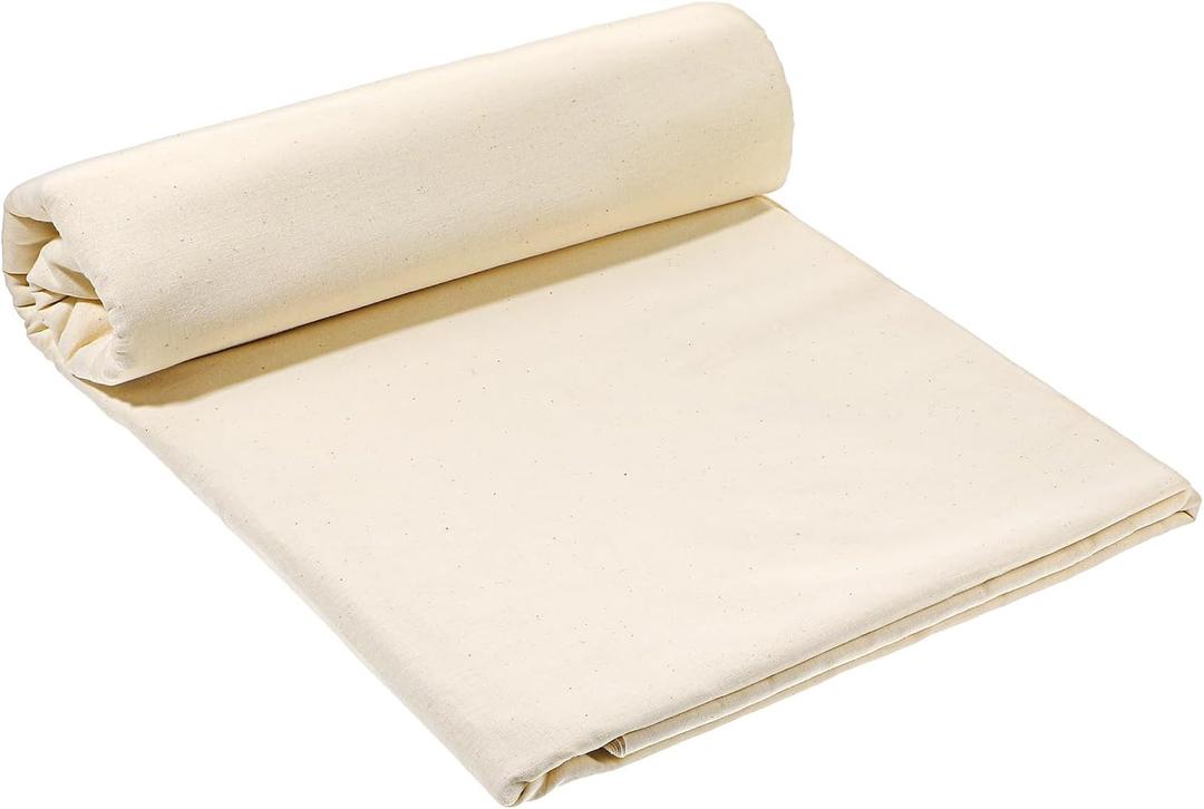 16.5 Yards x 63 Inches Cotton Muslin Fabric by Yard Lightweight Natural Unbleached Muslin Fabric Textile Muslim Cloth Apparel Boho Wide Roll Backing Material Quilting Sewing
