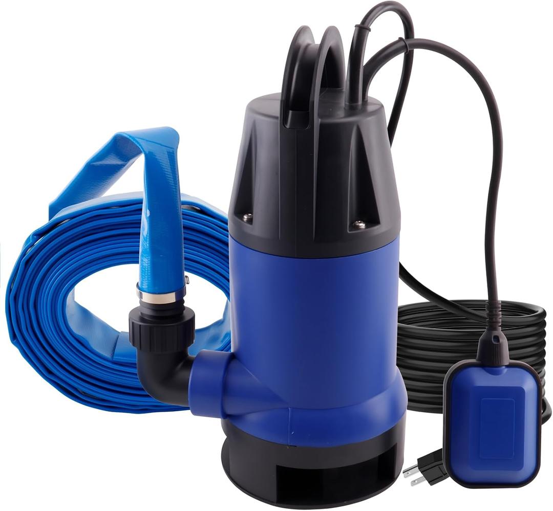 1.5HP Sump Pump, 4000GPH High Flow Clean&Dirty Submersible Water Pump, Thermoplastic Electric Portable Utility Pump for Pool Draining Hot Tub Garden Basement