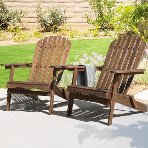 IDZO Outdoor Adirondack Chair Set of 2, Pre-Assembled Backrest, Patio Furniture Set, Outdoor Furniture for Garden, Porch, Deck, Firepit (Natural Wood)