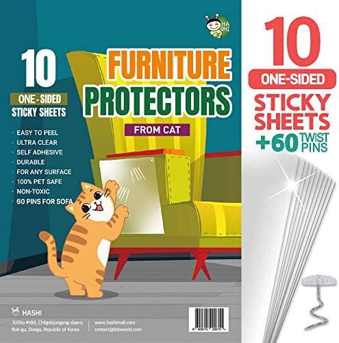 2 Pack HA SHI Cat Scratch Protector – Furniture Shield Sheets or Sticky Tape, Large Coverage, Pet Safe (Single-Sided)