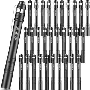 Rossesay 21Pack Mini Pen Flashlights Bulk LED Pen Lights Aluminum Pocket Flashlights with Clips Small Handheld Torches Gifts for Camping Hiking Emergency Outdoor (Black)