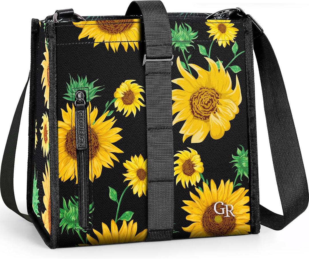 Lunch Box Bag Women Girls - Insulated Leakproof Waterproof Lightweight Reusable Cooler for Work Picnic - Back to School Teacher Mothers Day Christmas Birthday Gifts (2_Sunflower)
