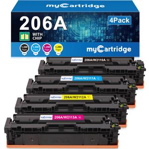 206A Toner Cartridges 4 Pack (with Chip) Compatible Replacement for HP 206A 206X for Color Laserjet Pro MFP M283fdw M283cdw M283fdn M282nw Pro M255dw M255nw M283 M255 Printer W2110A W2110X High Yield