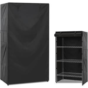 Wire Rack Shelf Cover, Heavy Duty Waterproof Dustproof Standing Shelf Units With Zipper for Outdoor Indoor Wire Shelving, 48*24*72 Inches, Black
