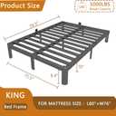 10 Inch Bed Frame King Size with Metal Gaskets, Anti-Slip Mattress Stopper, No Box Spring Needed, Heavy Duty Steel Support 3500 LBS, DIY Headboard, Round Corner Leg, Easy Assembly, Black