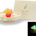 Ceramic Ring Dish with Glow-in-the-Dark Coral, Jewelry Dish Tray for Ring, Earrings, Necklaces, Coral Jewelry Plate Organizer with Greeting Card, Decorative Trinket Dish for Bedroom, Vanity, Bathroom