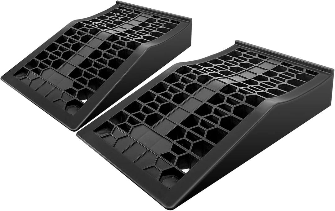 Car Ramps for Jack Support and Lift Vehicle Maintenance, Lightweight Low Profile Car Ramps for Garage, Heavy Duty Tire Ramps for Low Chassis Cars, 17.5''x10''x3.14'' (2PCS)