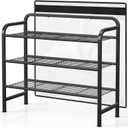 Shoe Rack for Closet, Heavy Duty Metal Shoe Organizer with Wall Protector, 3-Tier Adjustable Shoe Rack for Front Door Entrance, Sturdy Storage Shelf for Bedroom, Entryway, Garage, Black