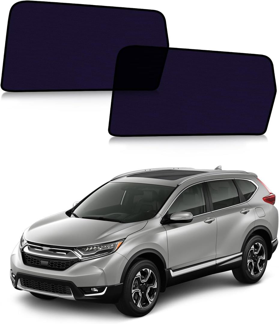 CRV Window Shades 2017-2022, 2PCS Static Cling Sun Shades | Custom Fit, Heat & UV Protection, Easy Installation & Removal, Enhanced Privacy