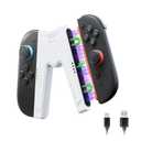 JEMDO Magnetic JoyCon Charger Grip Compatible with Nintendo Switch 2 Only Ergonomic LED Charging Grip for JoyCon 2 with USB-C Cable, Travel-Ready, White [nintendo_switch_2]