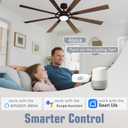 72 Inch Smart Ceiling Fan with Light and Remote, Walnut Ceiling Fan with Quiet Reversible DC Motor, Control Via WiFi Alexa App, 3CCT Dimmable Large Indoor/Outdoor Ceiling Fans for Patio Garage