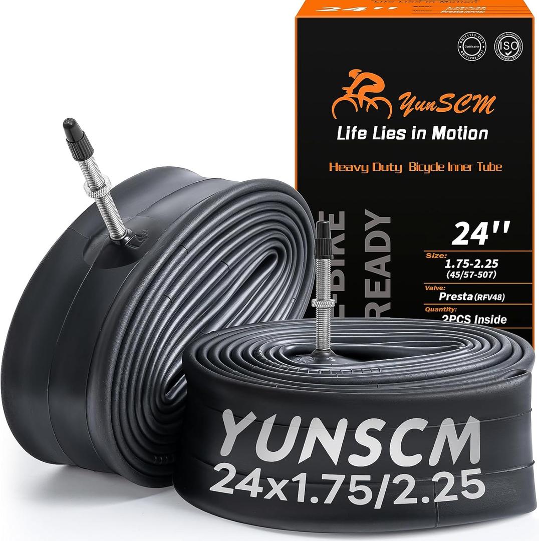 2-PCS 24'' Heavy Duty/Regular Bike Tubes 24x1.75-2.25/1.75-2.125 (45/57-507) 48mm Presta Valve Inner Tubes 24'' Bicyle Tube Compatible with 24x1.75 24x1.95 24x2.125 24x2.20 24x2.25 Bike Tire Tubes