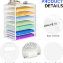 8 Tier Paper Organizer with Handle, Metal Mesh Desk File Organizer, Large Capacity Desk Organizers Paper Letter Tray Desktop Document Sorter for Office, Home or School - White