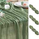 Wokceer Cheesecloth Table Runner 3Pack 10FT Sage Green Christmas Boho Gauze Cheese Cloth Table Runner for Party Long Rustic Sheer Table Runners for Baby Bridal Shower Wedding Easter Table Decor