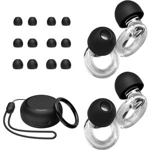 Ear Plugs for Concert, 2 Pairs of Noise Reduction Earplugs 25dB-30dB with 8 Ear Tips & Carry case, Reusable Hearing Protection earplugs for Sleep, Social, Work, Focus & Noise Sensitivity (1 pair (Pack of 1))