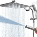 G-Promise All Metal 12 Inches Rain Shower Head with Handheld Built-in Power Wash Mode, 3-way Diverter with Pause Setting, 11 Inches Adjustable Extension Arm with Lock Joint, Long Hose (Brushed Nickel)