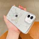 Tuokiou for iPhone 11 Clear Case Cute 3D Pearl Bowknots with Design Aesthetic Women Phone Case, Transparent Bling Glitter Sparkle Star Shiny Case Shockproof Soft TPU Bumper Cover (Big Bow, iPhone 11)