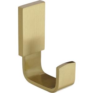 BESy Brass Clothes Hook Single Towel Hook for Bathroom Kitchen Garage Square Style Robe Hooks Coat and Hat Hook, Wall Mounted with Screws, Brushed Gold (1 Pack)