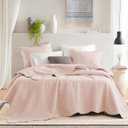 Madison Park Queen Quilt Set Damask Coverlet Set for Queen Size Bed, Cottage Oversized Quilt Set, Scallop Edge, All Season, Pre-washed Cotton-Filled Queen Size Quilt, Tuscany, Full/Queen Blush 3 Piece