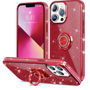 Thomo Compatible with iPhone 13 Pro Case,[Bling Kickstand] Cute Glitter Slim Bumper Diamond Cover Ring Holder Full-Body Protective Phone Case for iPhone 13 Pro Women Girls-WineRed Pack of 2