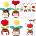 Leinuosen 4 Pcs Teacher Thank You for Helping Me Grow Gifts Positive Knit Pot Crochet Sunflower Thank You Handmade Gift with Ribbon Bag for Teacher Leader Mother Father Boss Manager(Cute)