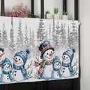 Winter Snowman Valances for Windows 42" W x 12" L Striped Hat Christmas Pine Tree Grey Snow Scene Rod Pocket Curtains Valance Short Window Treatment Drapes for Living Room, Bedroom Bathroom Decor