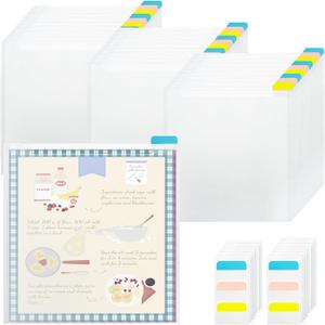 36 Pack 12 x 12 Scrapbook Paper Storage Organizer, Cardstock Paper Holder with 90 PCS Sticky Index Tab, Clear Top Loading File Folder, Plastic Craft Storage Organizer for Vinyl Papers, Photos