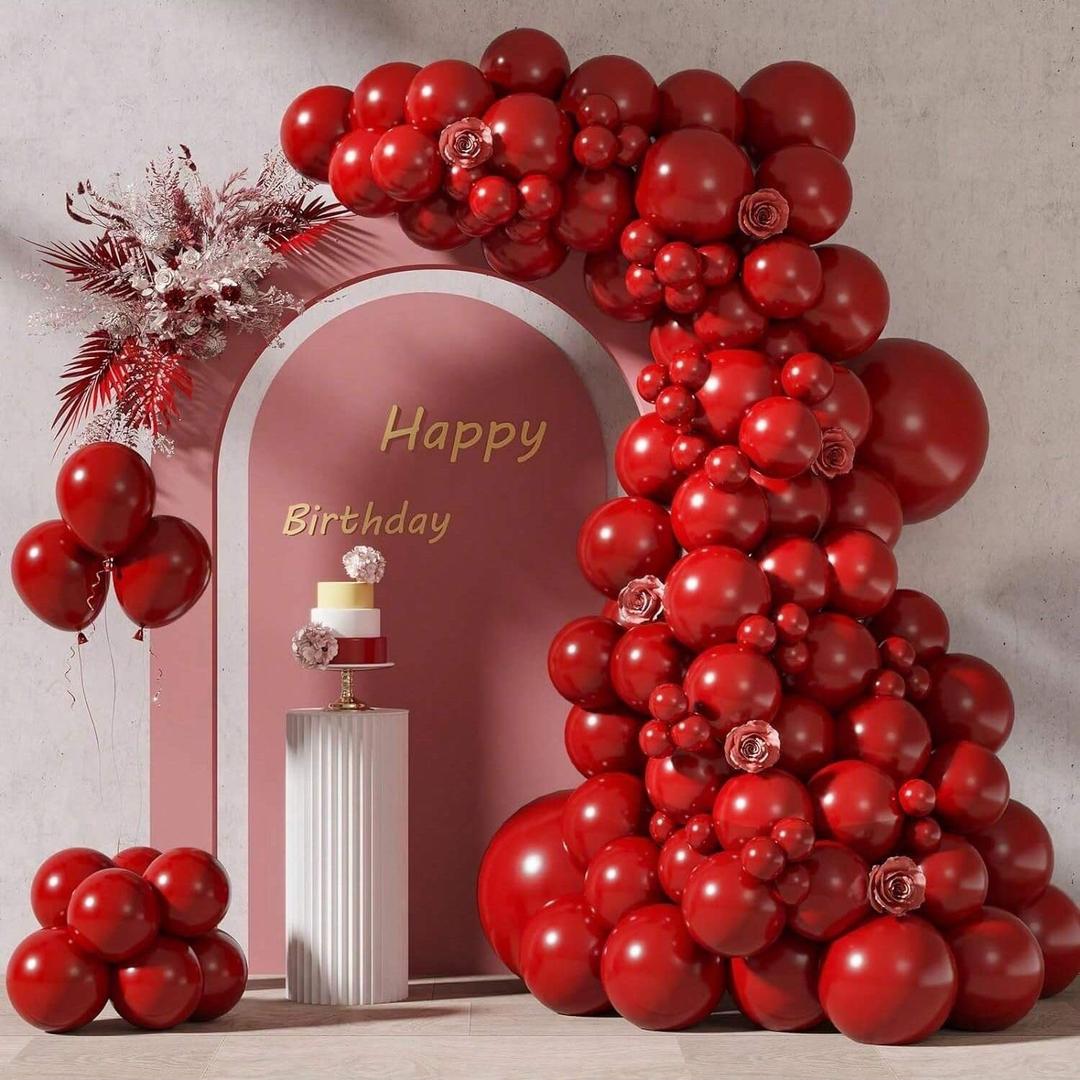 Generic Leesoot 134pcs Red Balloons Different Sizes 18 12 10 5 Inch for Garland Arch, Premium Red Latex Balloons for Birthday Party Wedding Valentine's Day Baby Shower Party Decoration