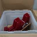 IRIS USA Small Figurine Storage Box with Attached Lid, Stores 75 Ornaments per Bin, 2-Pack, Stackable Durable Storage Organization Container Bin for Seasonal Decorations and Accessories, Clear/Red