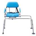 Helivora Sliding Shower Chair Tub Transfer Bench with Swivel Seat, Rotating Bathtub Bench with Padded Seat and No-Slip Suction Cups for Elderly and Disabled