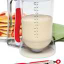 Waffles Batter Dispenser n Waffle Tongs Combo Set,Get Perfectly Fluffy Waffles Every Time! Batter Measuring Separator for Pancakes, Cupcake, Muffin Quick Filling Cookie Batter (White)