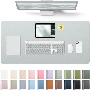 YSAGi Leather Desk Pad Protector, Office Desk Mat, Large Mouse Pad, Non-Slip PU Leather Desk Blotter, Laptop Desk Pad, Waterproof Desk Writing Pad for Office and Home (Silver, 31.5" x 15.8")