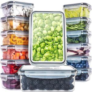 fullstar 28-Piece Plastic Food Storage Containers with Lids (14 Containers & 14 Lids) - Leakproof, BPA-Free, Meal Prep Containers, Reusable Lunch Storage Set for Kitchen Organization (Pack of 28)