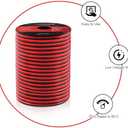 12Gauge 100FT Electrical Wire Cable 2 Conductors Red Black Cable Hookup LED Lighting Strips Flexible Wire Extension Cord 12AWG Copper Clad Aluminum Copper Wire 12V/24V DC -30.5M