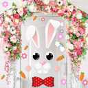 7 x 40 PCS Happy Easter Door Stickers Decor - Bunny, Easter, Flowers - Pink, Cartoon Style - Waterproof - Indoor Use - Door, Window, Refrigerator Decor