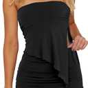 CSDAJIO Women Two Piece Summer Set Club Outfits Drawstring Ruched Side Asymmetrical Tube Top and Bodycon Mini Skirt (X-Large)