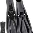 Adult Snorkel Fins - Men & Women's Long Scuba Diving Fins for Travel & Snorkeling (US Men 7-7.5 | US Lady 10-10.5, Grey Black)