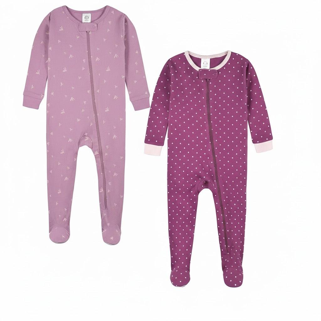 Gerber Baby Girls Baby-girls 2-pack Footed Pajamas (12 Months)