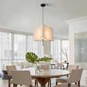 Modern Pendant Lights, 16.65 Inch Pendant Light kit, Linen lampshade E26 Socket (no Bulb), Suitable for Kitchen, Dining Room, Bedroom, Living Room, Corner