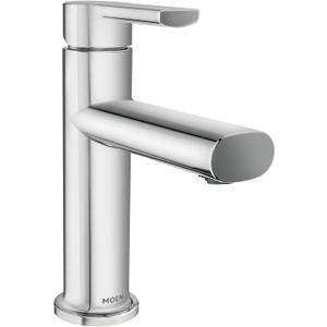 Moen Meena Chrome One-Handle Single Hole Modern Bathroom Sink Faucet with Optional Deckplate and Drain Assembly, 84794