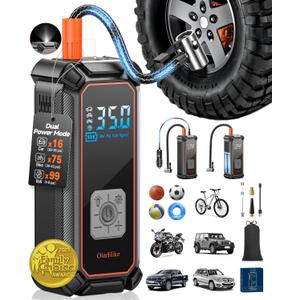 OlarHike Cordless Tire Inflator Portable Air Compressor, 150PSI Dual Power - 5400mAh & 12V DC, Air Pump for Car Tires, Bike, Motorcycle, Bicycle, Electric Pump with LED Light & Digital Pressure Gauge
