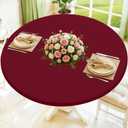Moosfor Round Spandex Tablecloth, Elastic Fitted Waterproof Tablecloths for 36"-44" Tables, Stretch Washable Picnic Table Cover for Camping, Dining, Indoor and Outdoor, Wine Red