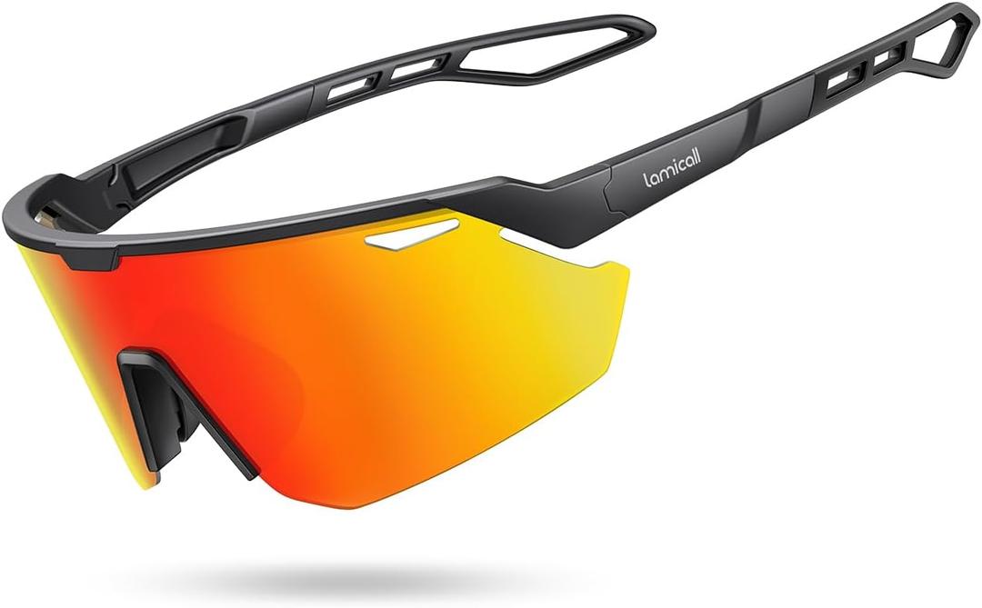 Lamicall Polarized Sports Sunglasses for Men Women, Ultralight [Adjustable Nose Pad] UV400 Protection Sun Glasses for Cycling Running Baseball Fishing Golf Beach Volleyball, Orange